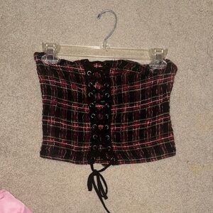 Hot Topic Alternative Goth Plaid Strapless Tube Top